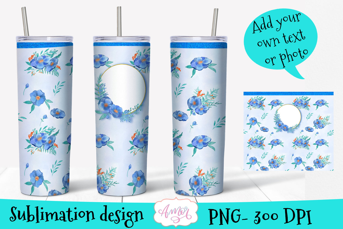 Customizable Floral Design for tumbler sublimation