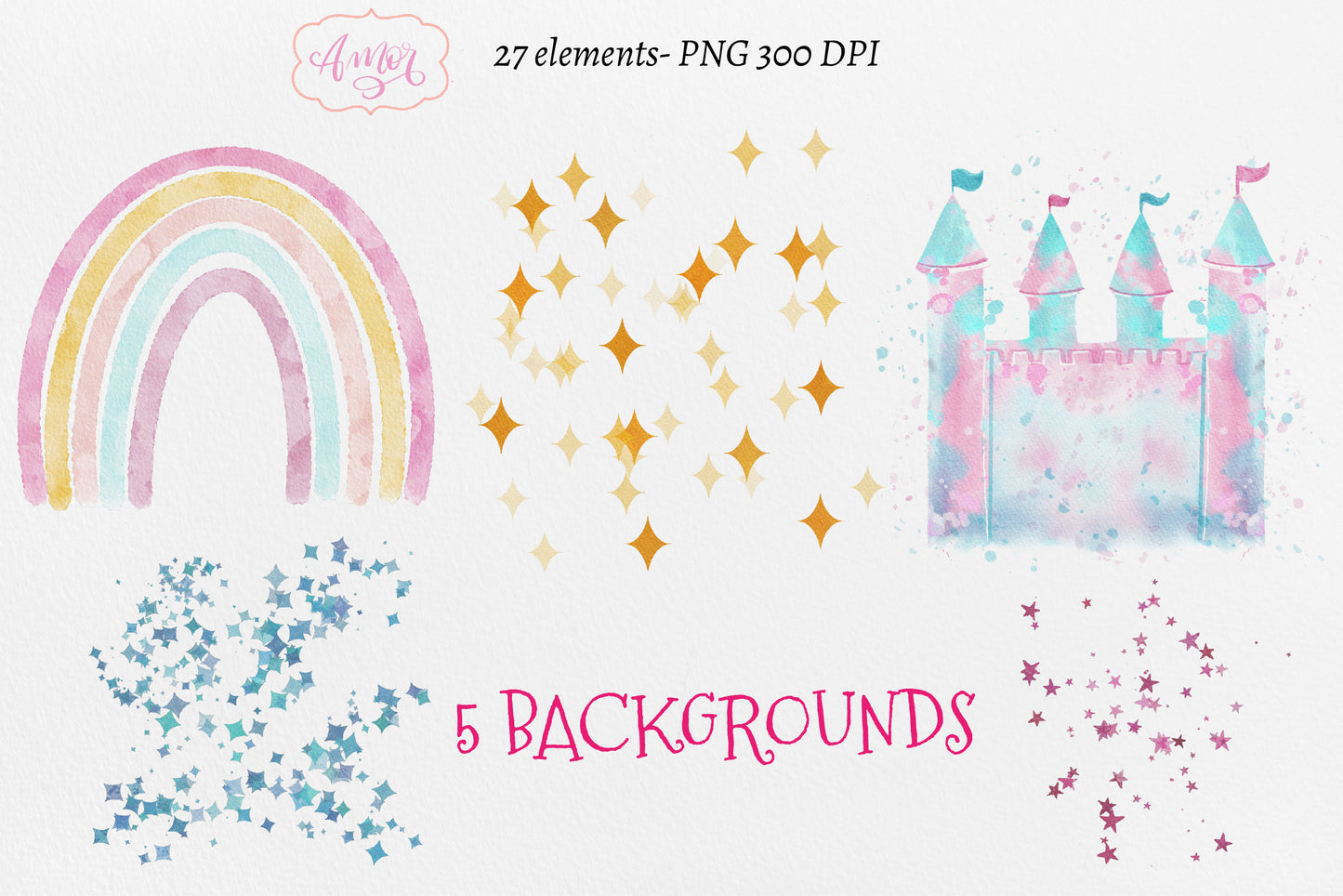 Watercolor Princess Clipart for invitations