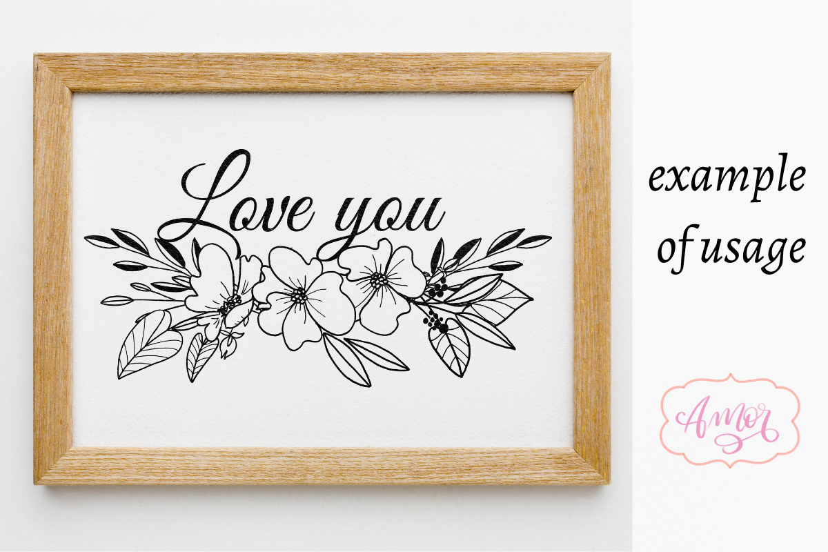 Floral Line Wedding Clipart