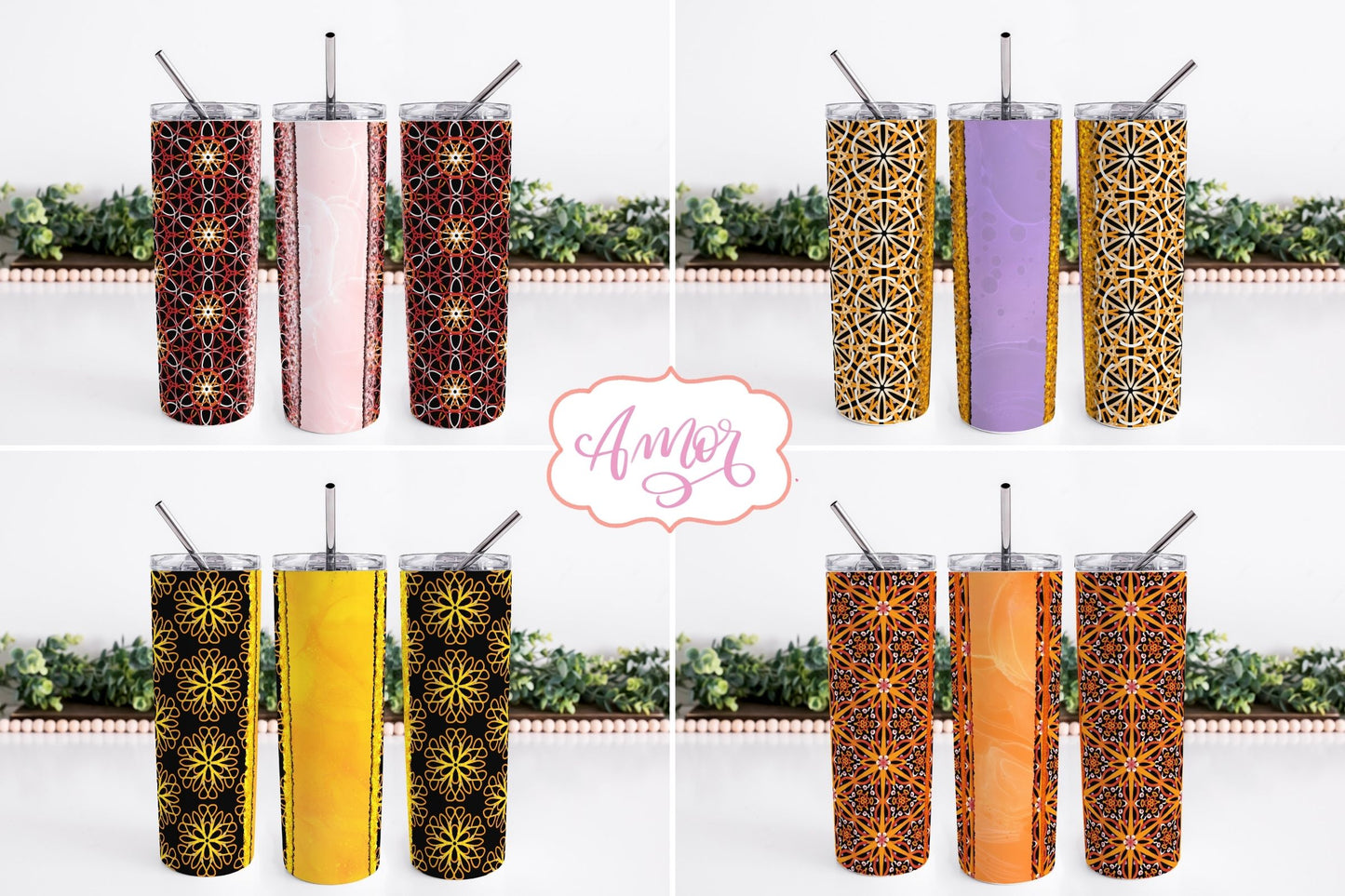 Boho Seamless Tumbler Wrap for Sublimation BUNDLE