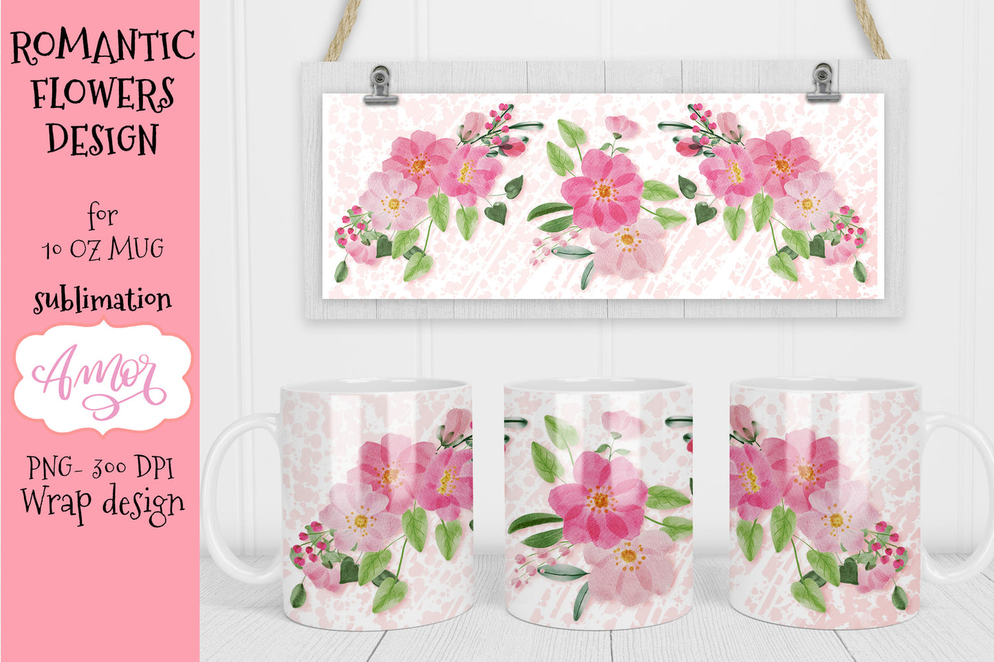 Watercolor Floral Designs for mug sublimation BUNDLE