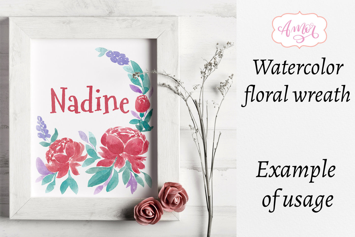 Watercolor Floral Wreath PNG BUNDLE