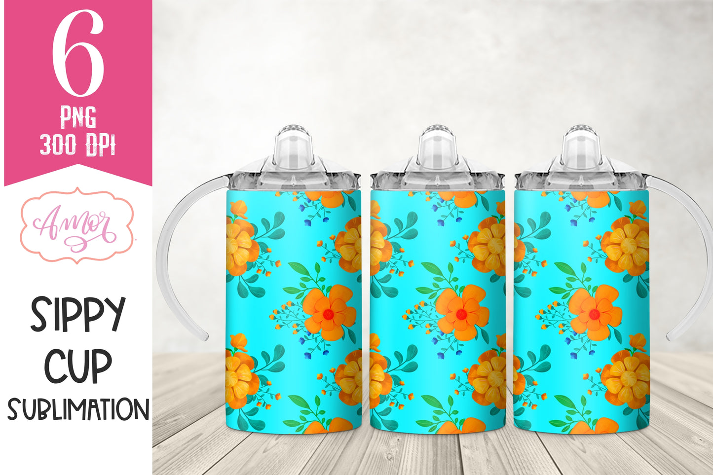 Floral sippy cup PNG for sublimation bundle | 12oz tumbler