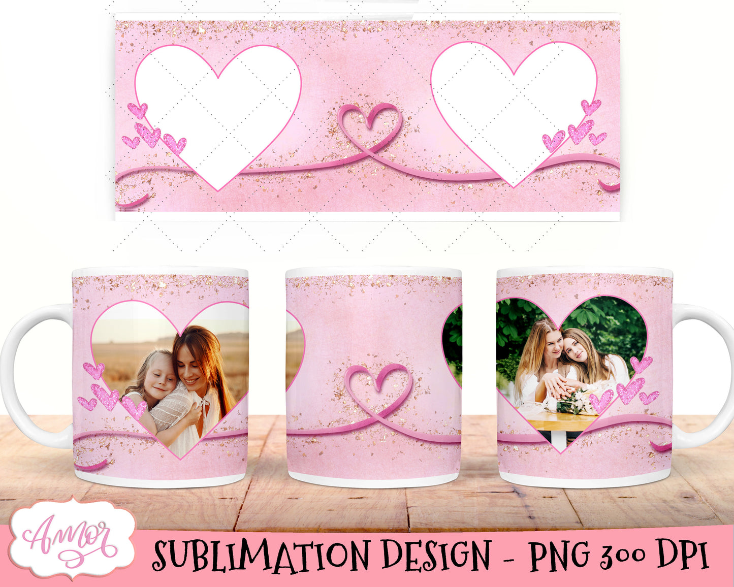 Add your own photos mug template for sublimation