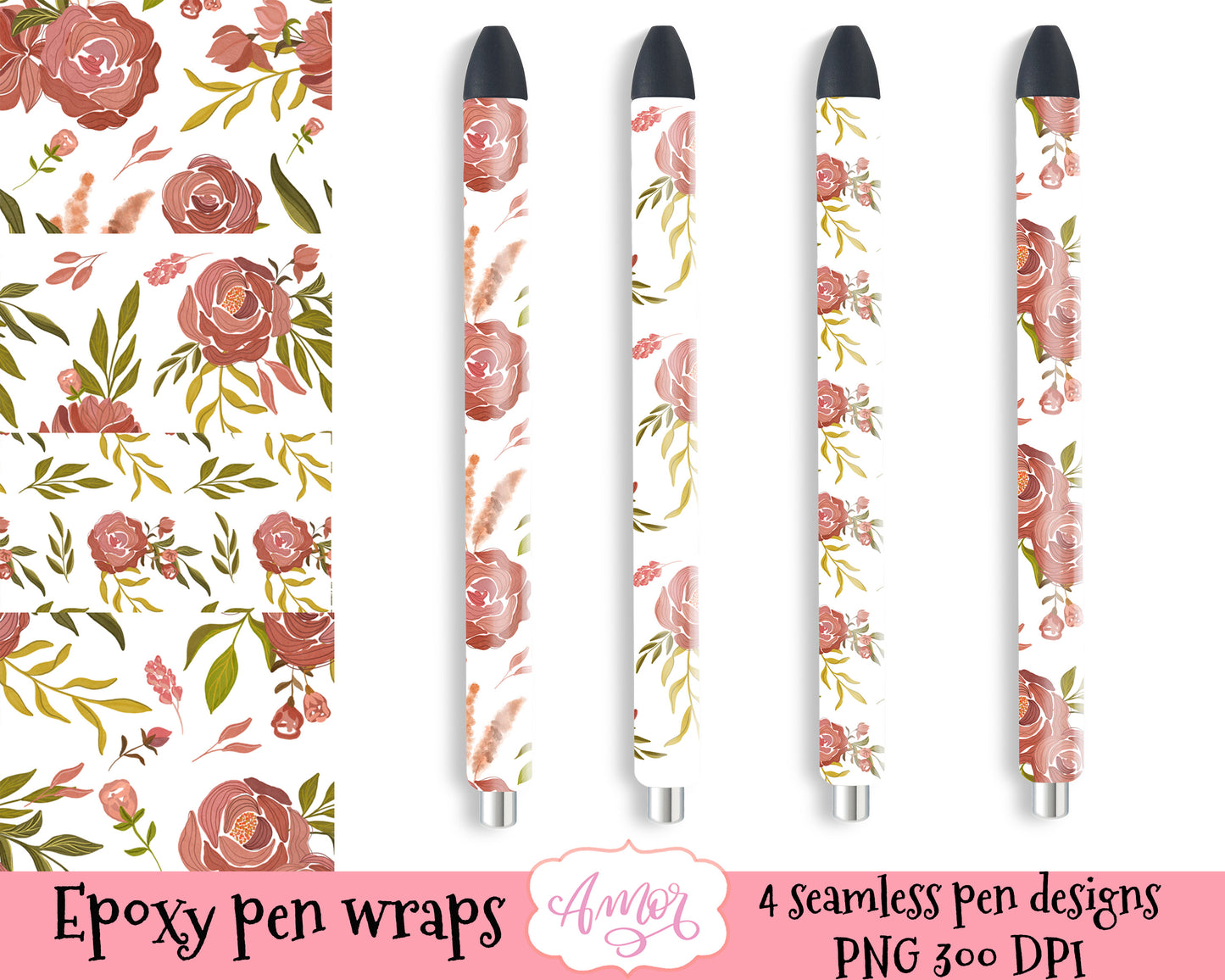 Boho Floral Pen Wraps
