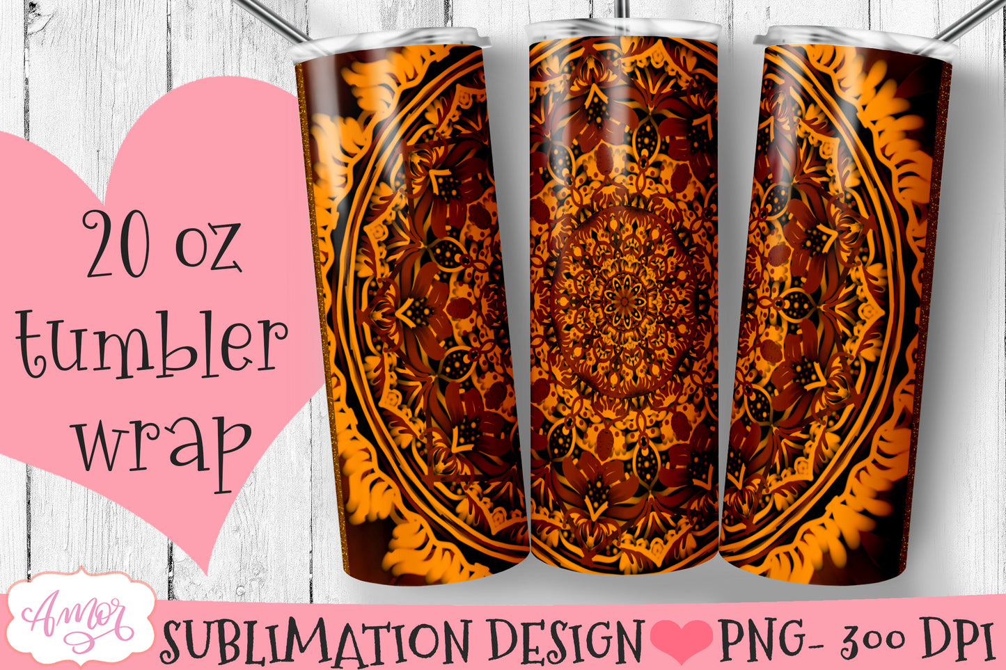 Boho Mandala Tumbler Wrap Sublimation