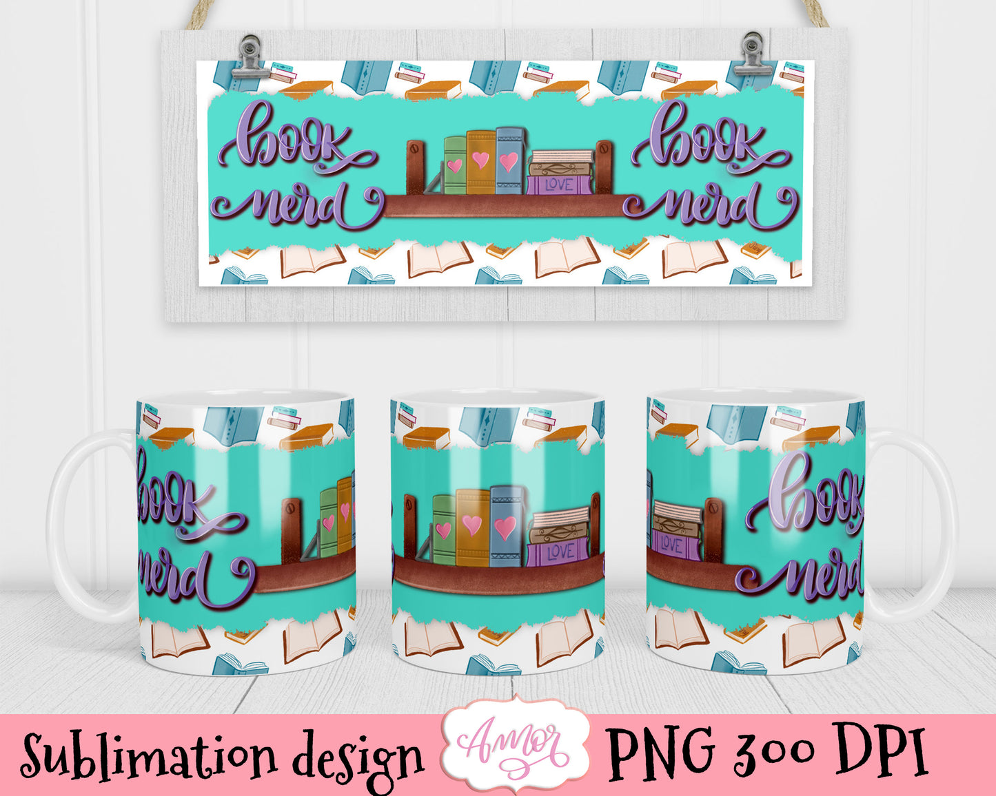 Book lover Mug 11oz sublimation design