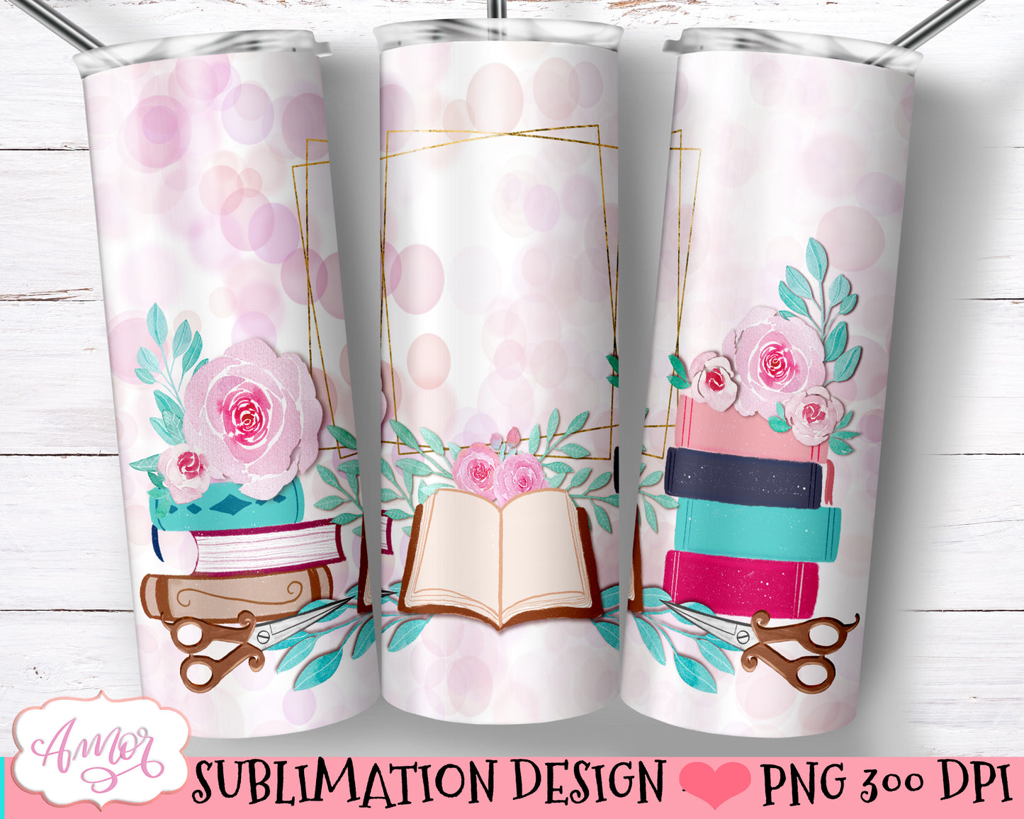 Book lover tumbler wrap for sublimation Book tumbler PNG