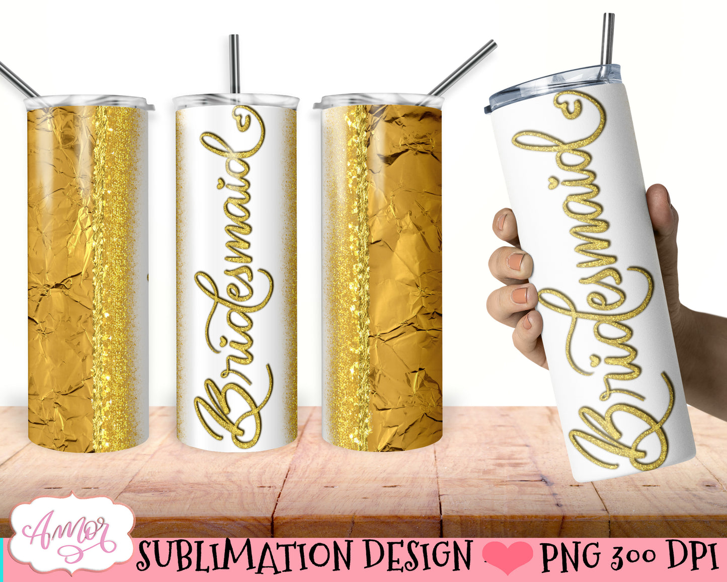Bridesmaid Tumbler Wrap for Sublimation Wedding tumbler PNG