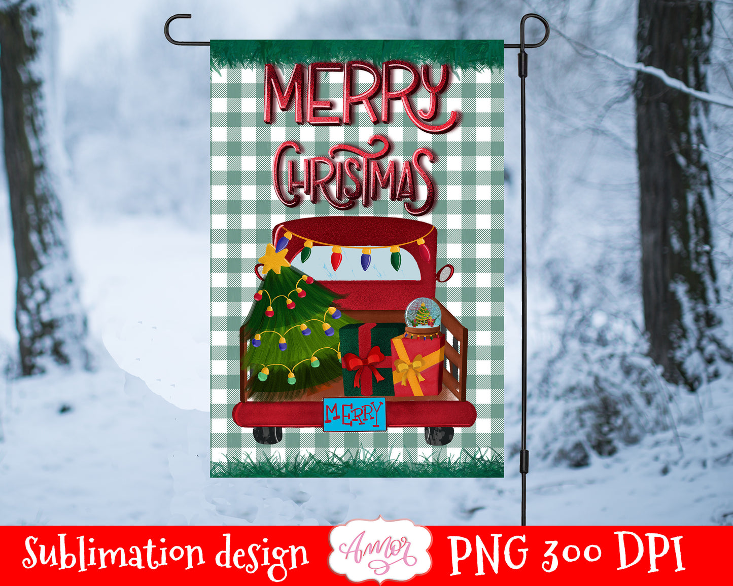 Christmas Garden Flag sublimation design