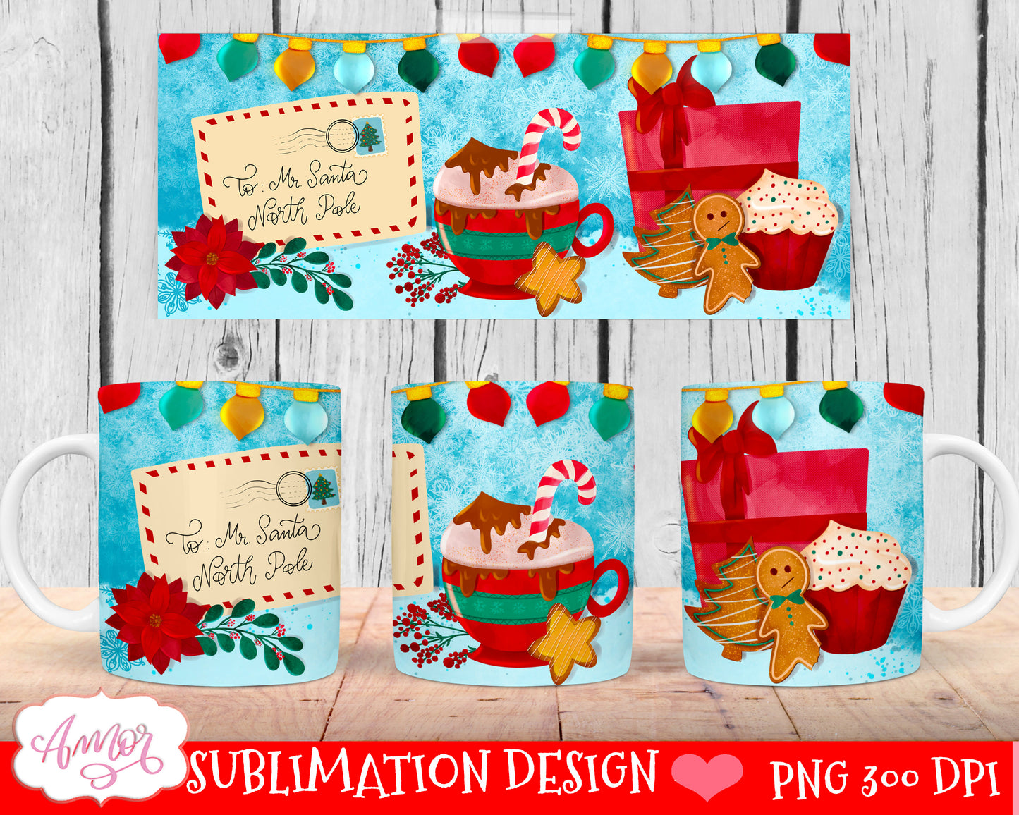 Christmas design for mug sublimation Holiday design PNG