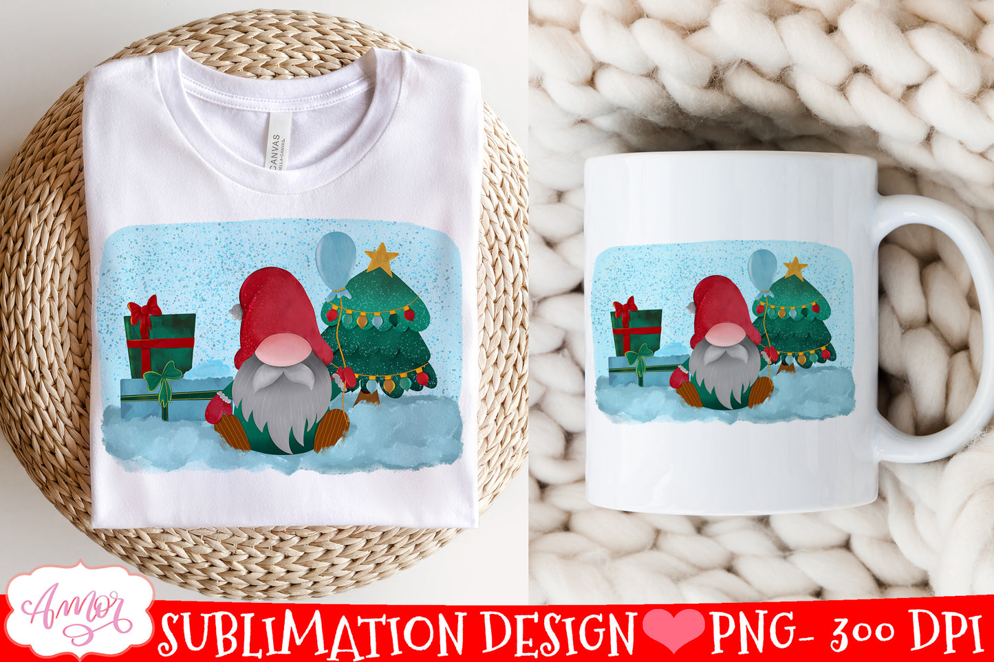 Christmas gnome T-shirt PNG for sublimation Winter design