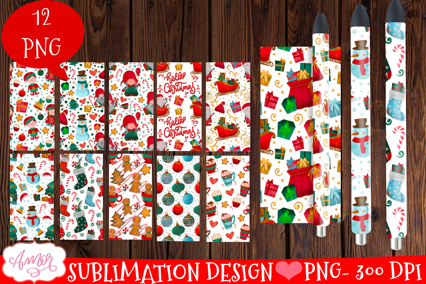 Christmas pen wraps for sublimation epoxy pen wrap 12 PNG