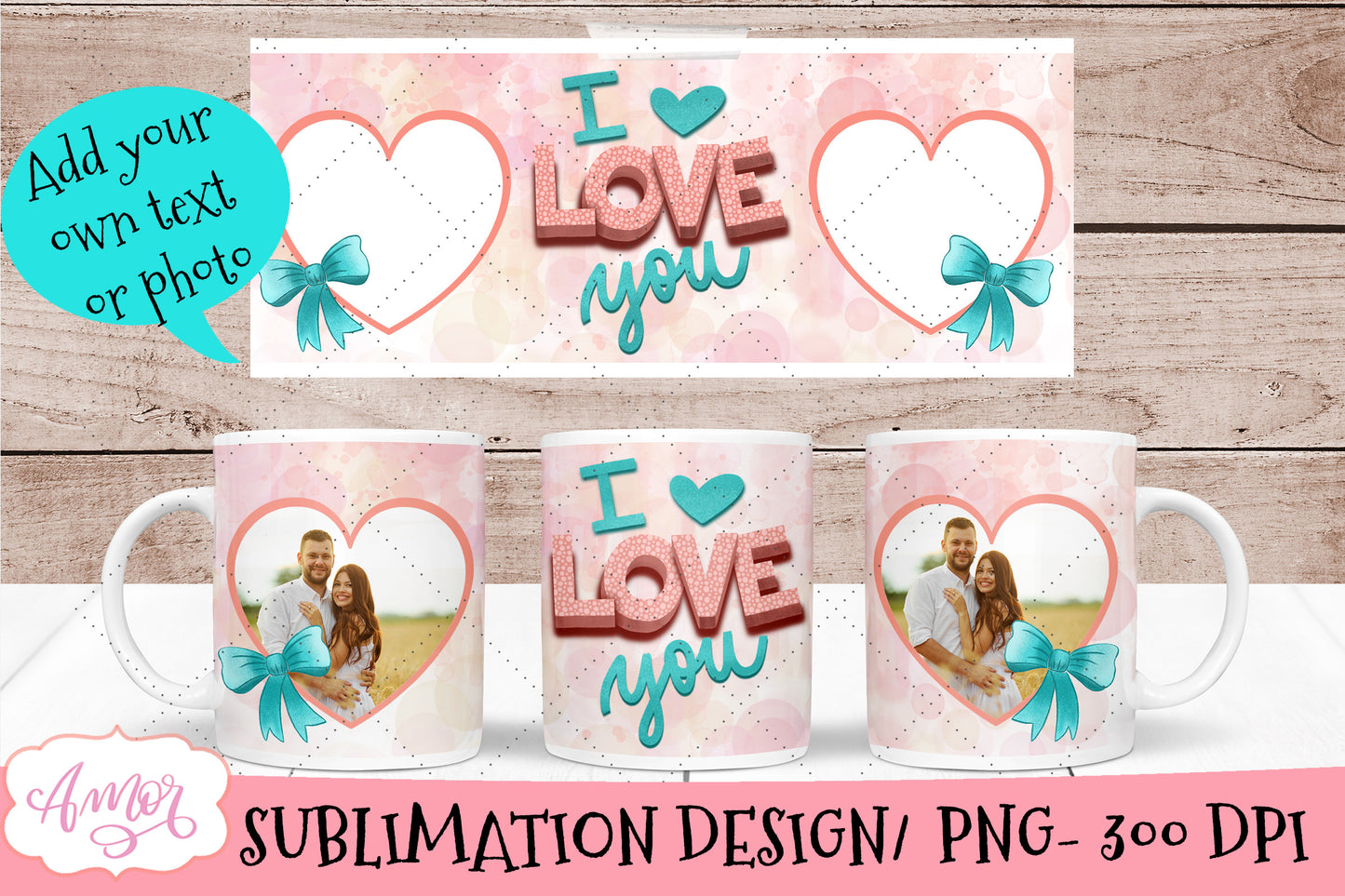 Valentines Photo Mug Wrap for Sublimation Bundle