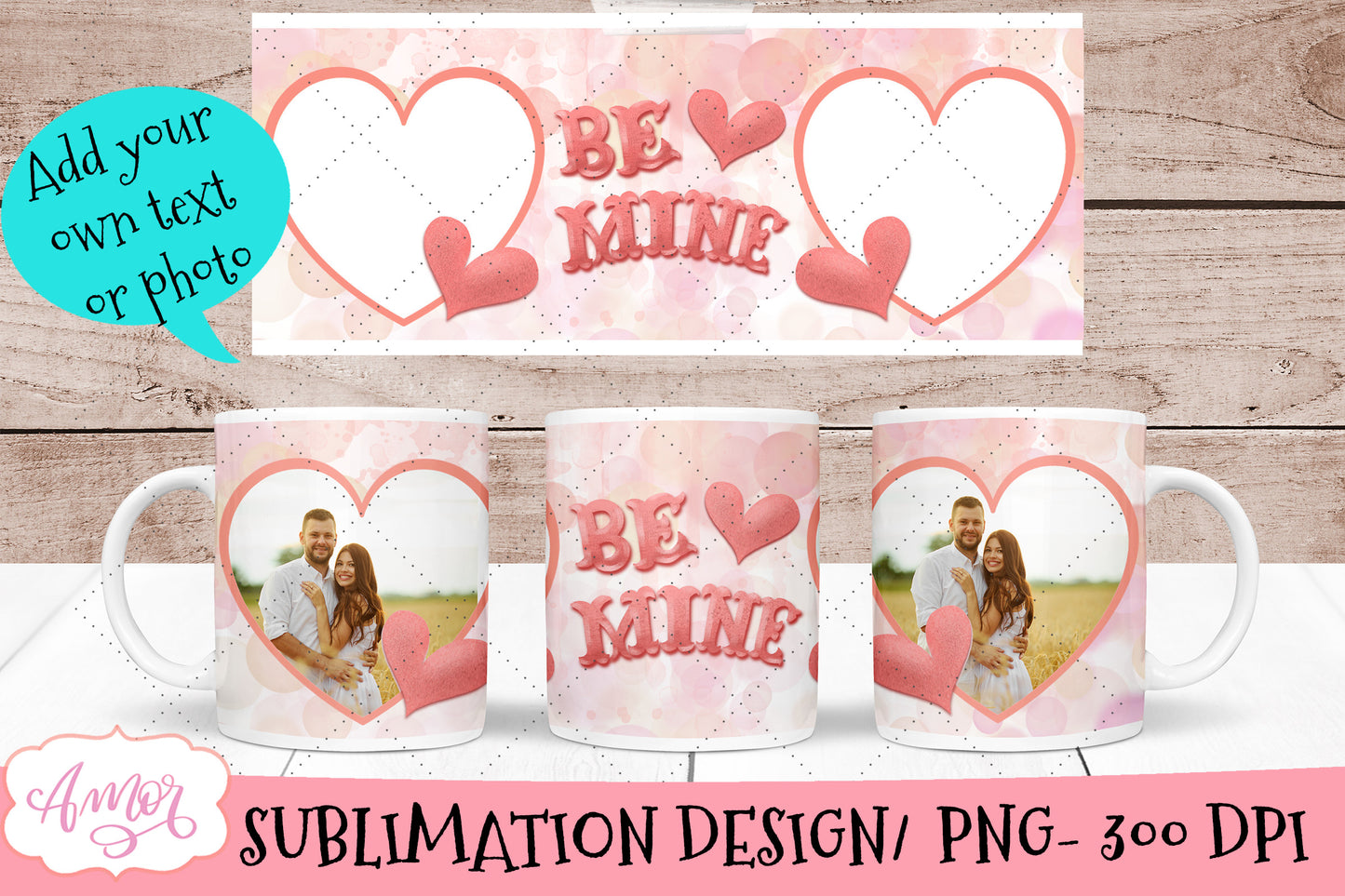 Valentines Photo Mug Wrap for Sublimation Bundle