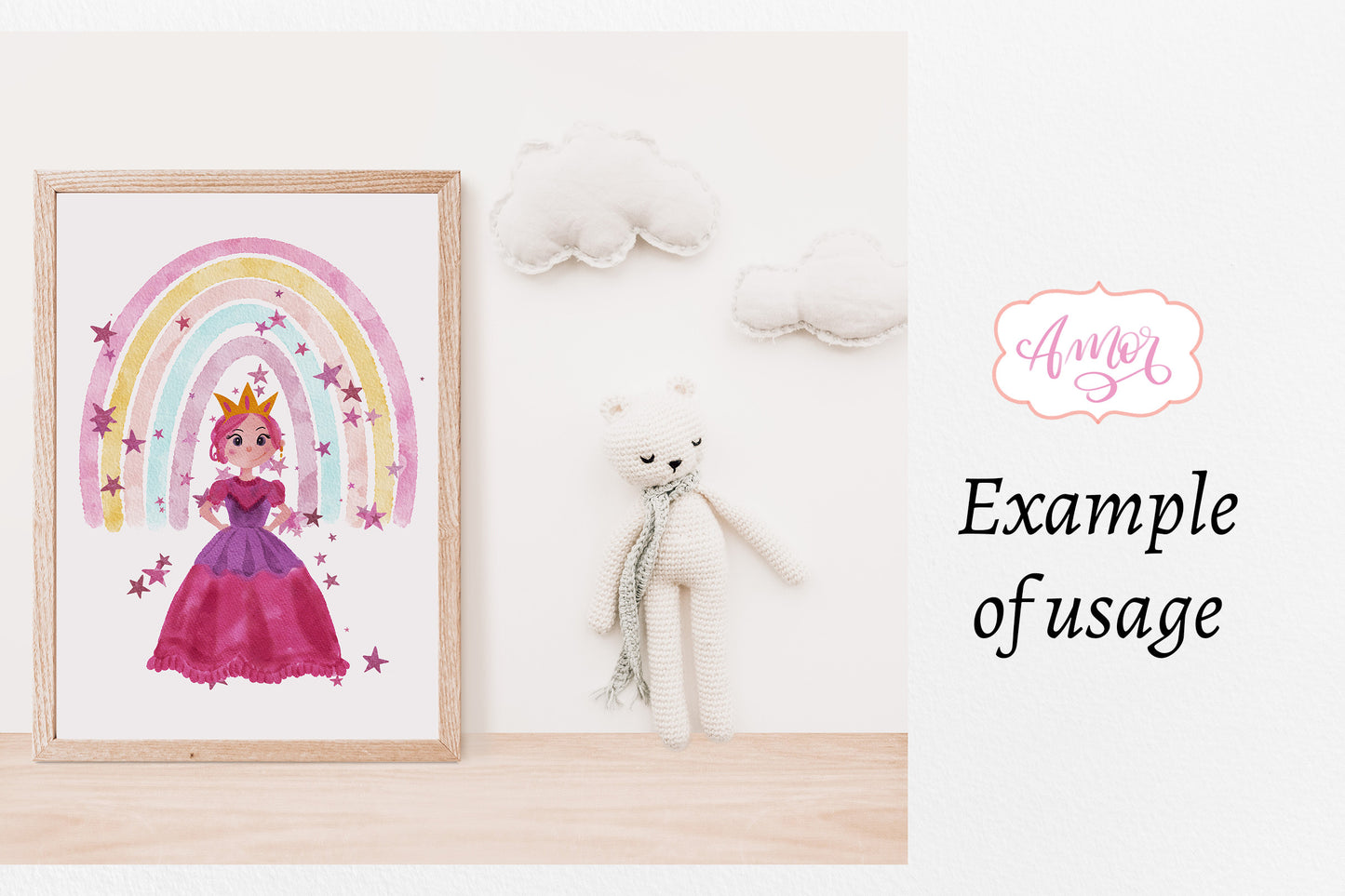 Watercolor Princess Clipart for invitations