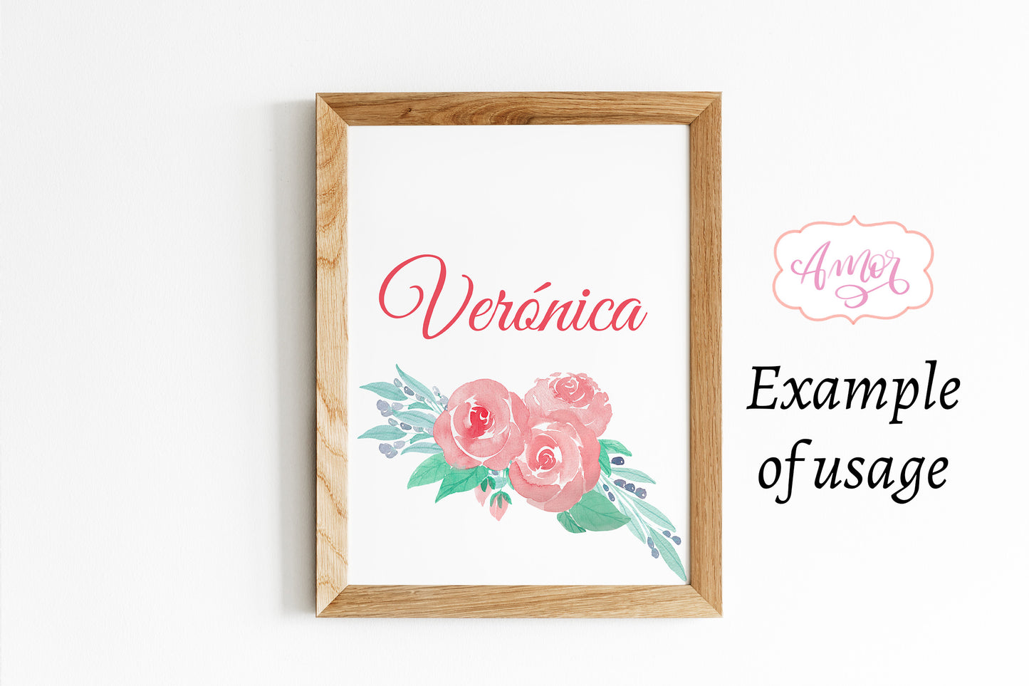 Watercolor rose flowers clipart