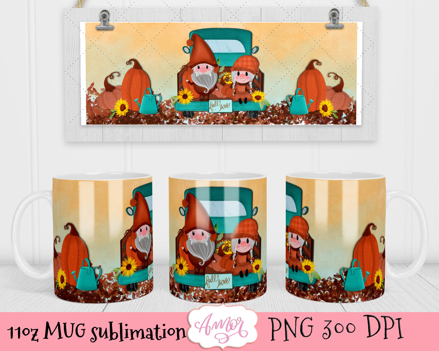 Fall Truck design for 11oz mug sublimation