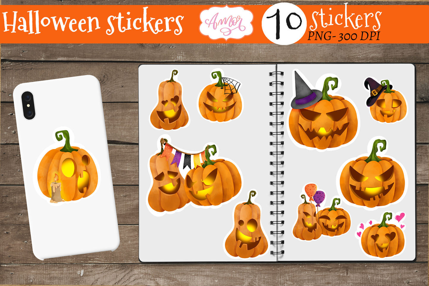 Halloween stickers for print & cut | Printable PNG stickers