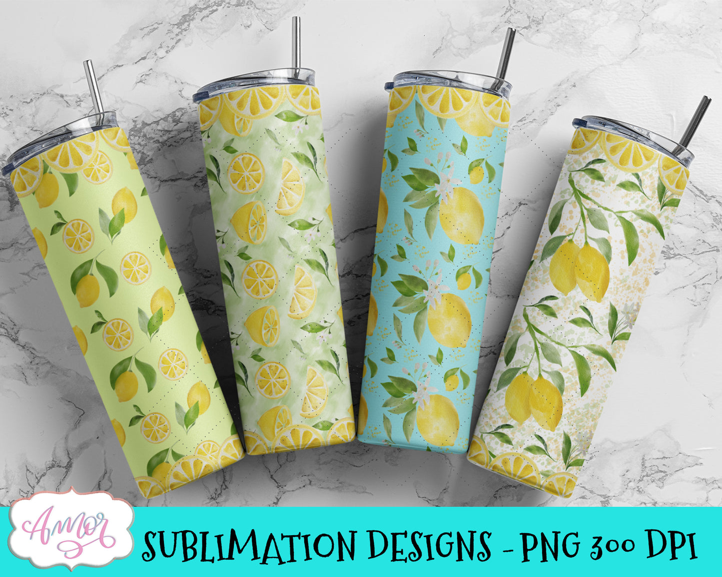 Lemon Tumbler Wraps for Sublimation BUNDLE