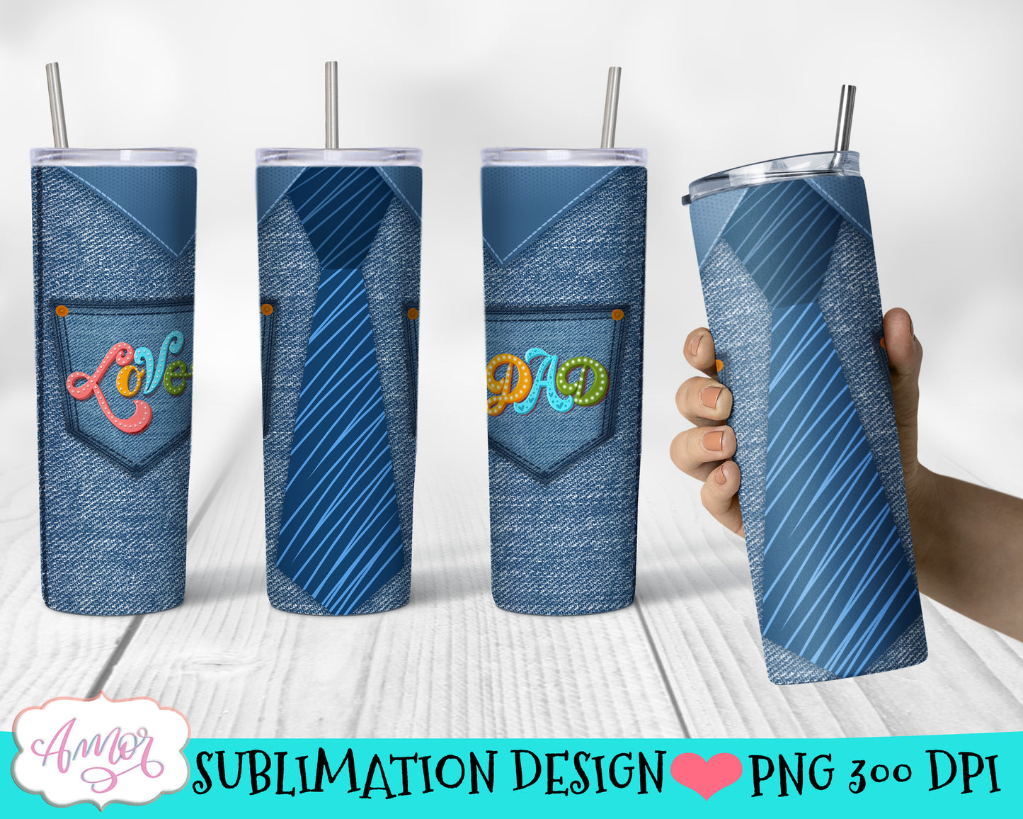 Love Dad Tumbler wrap for sublimation