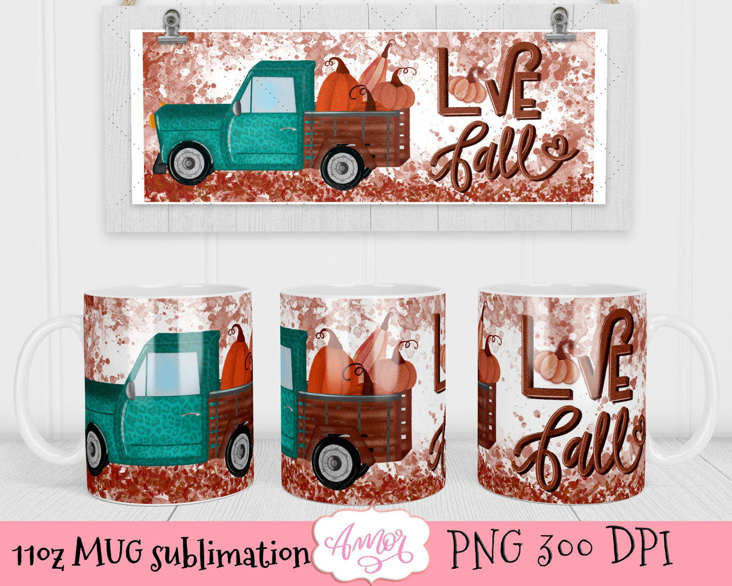 Love Fall 11oz mug sublimation design