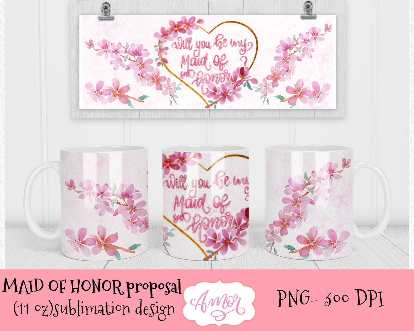 Maid of Honor Proposal for 11oz mug sublimation design