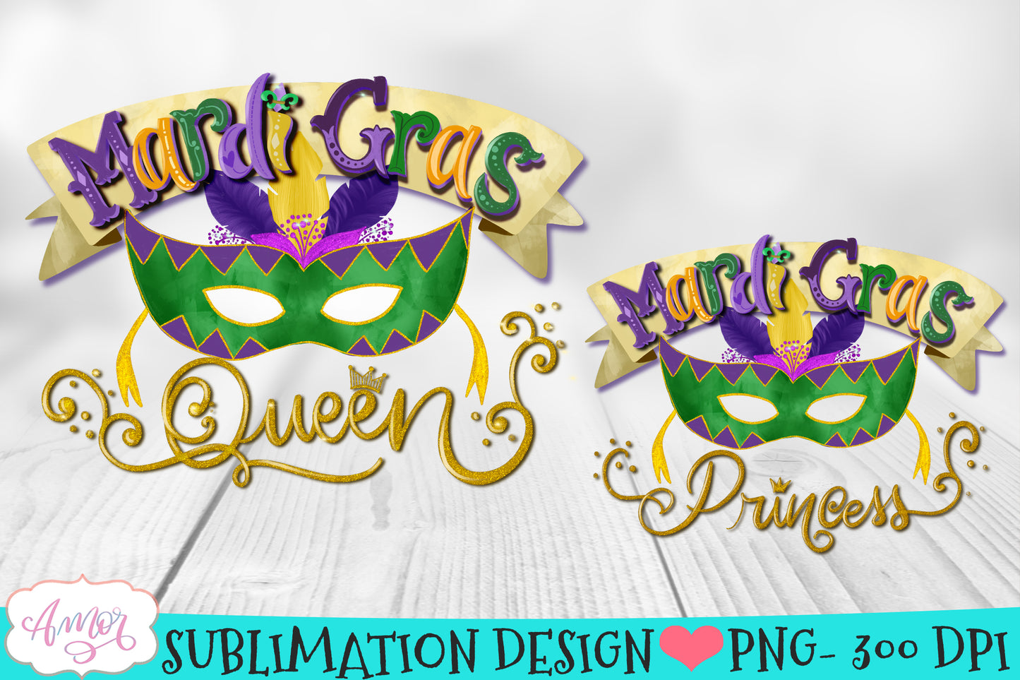 Mardi Gras Queen and Princess matching Sublimation designs