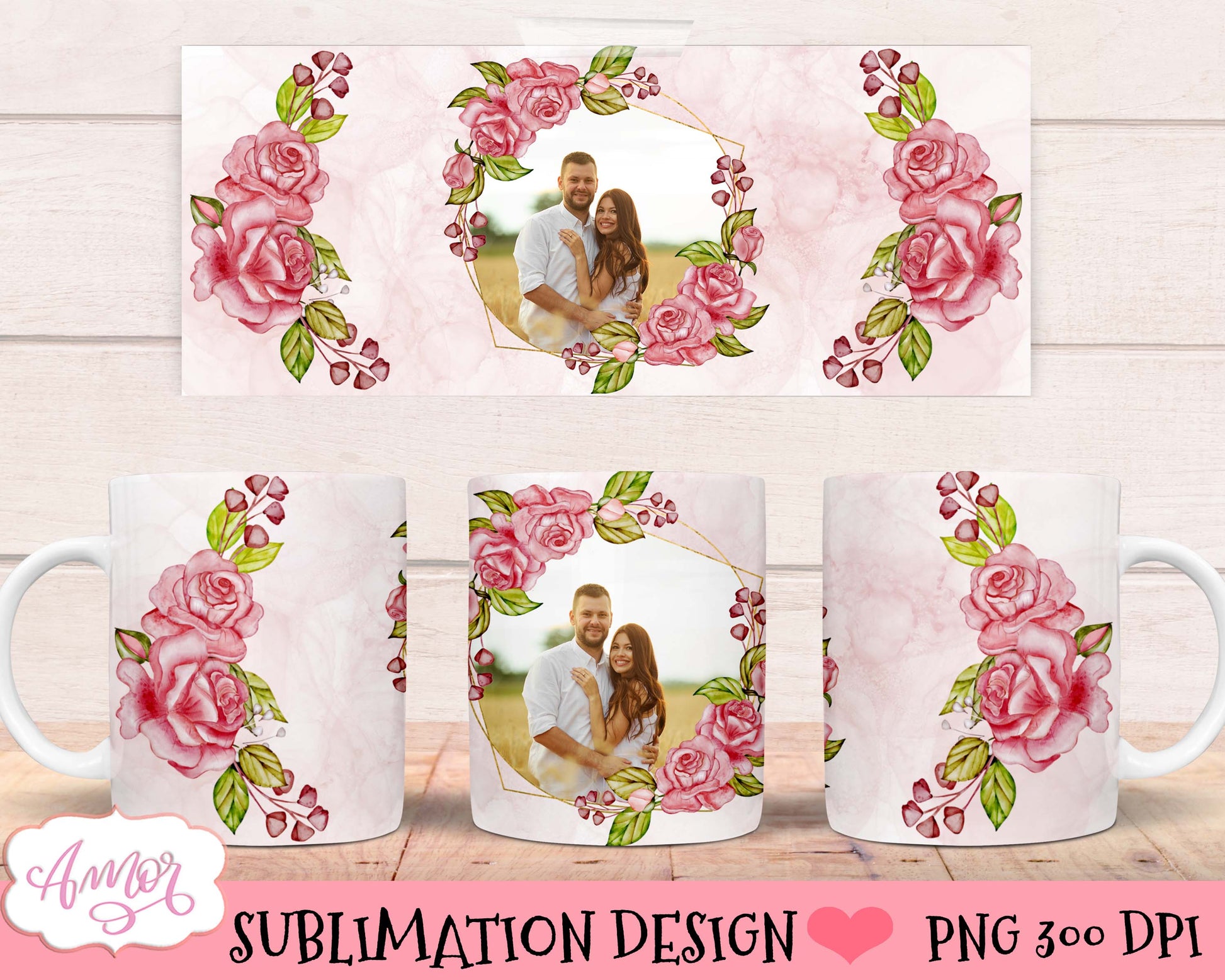 Floral photo mug sublimation Bundle