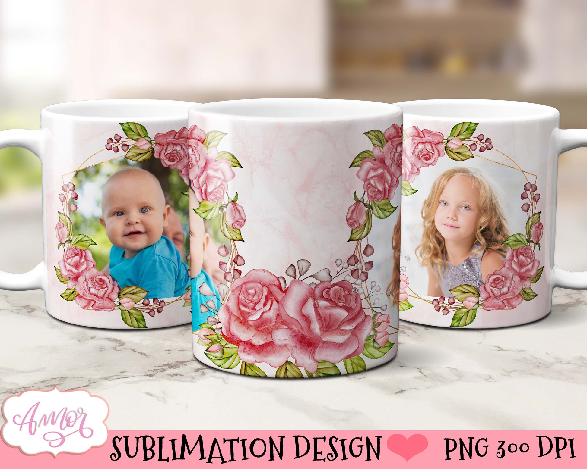 Floral photo mug sublimation Bundle