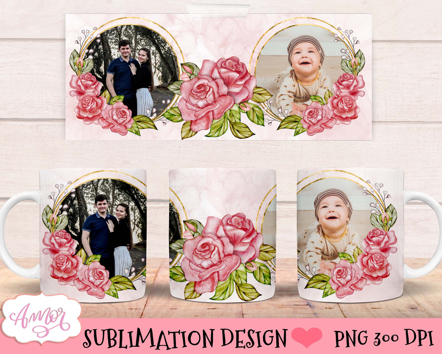 Floral photo mug sublimation Bundle
