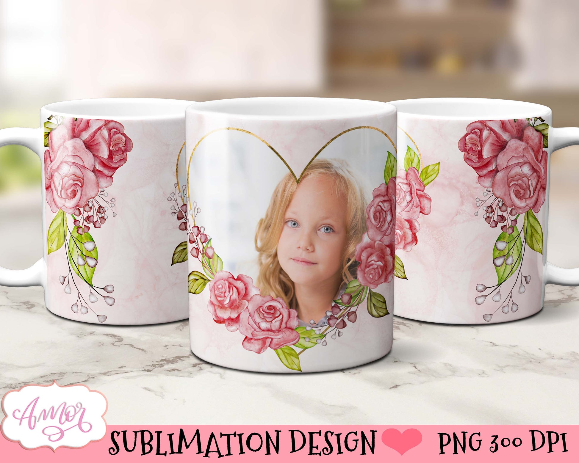 Floral photo mug sublimation Bundle