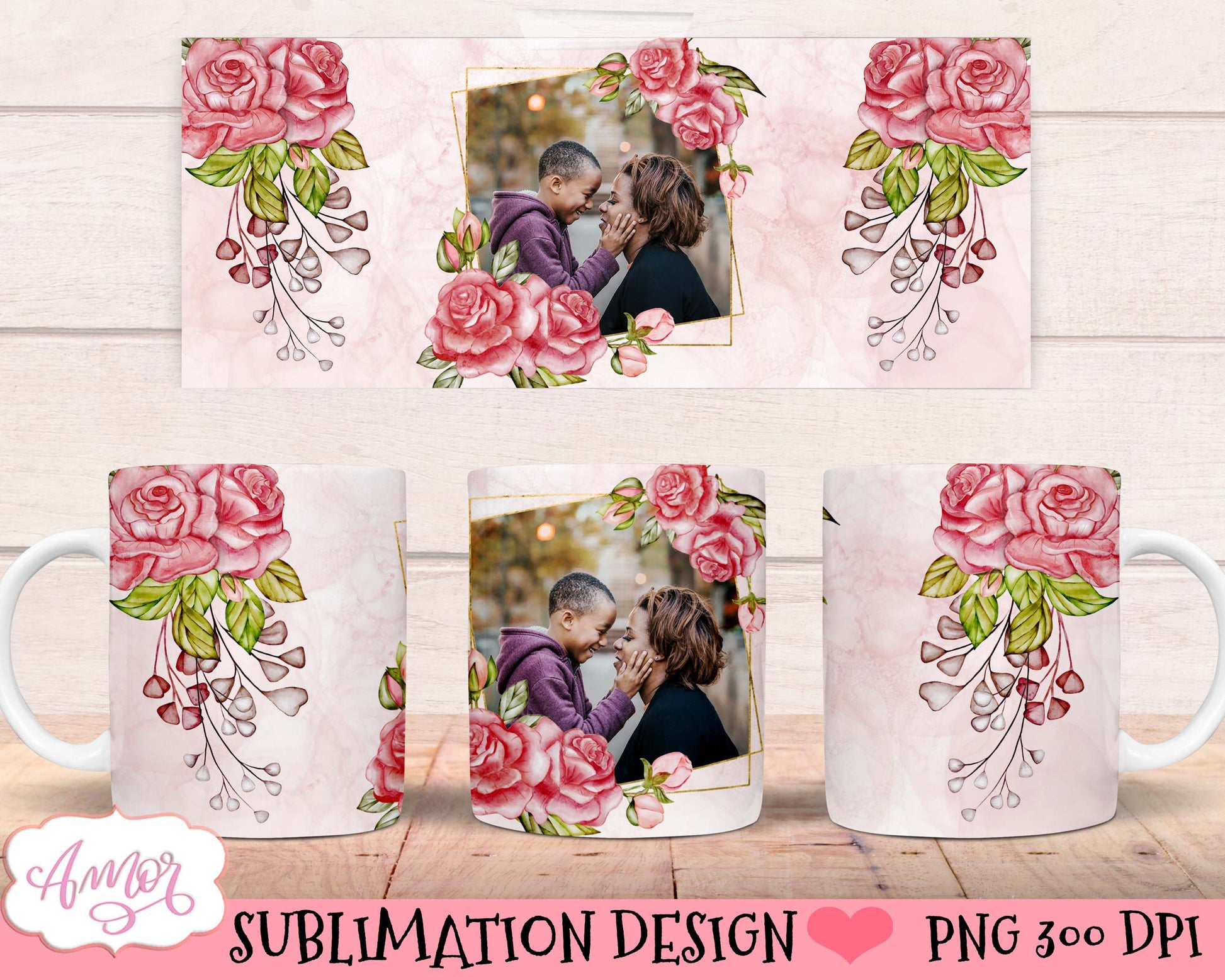 Floral photo mug sublimation Bundle