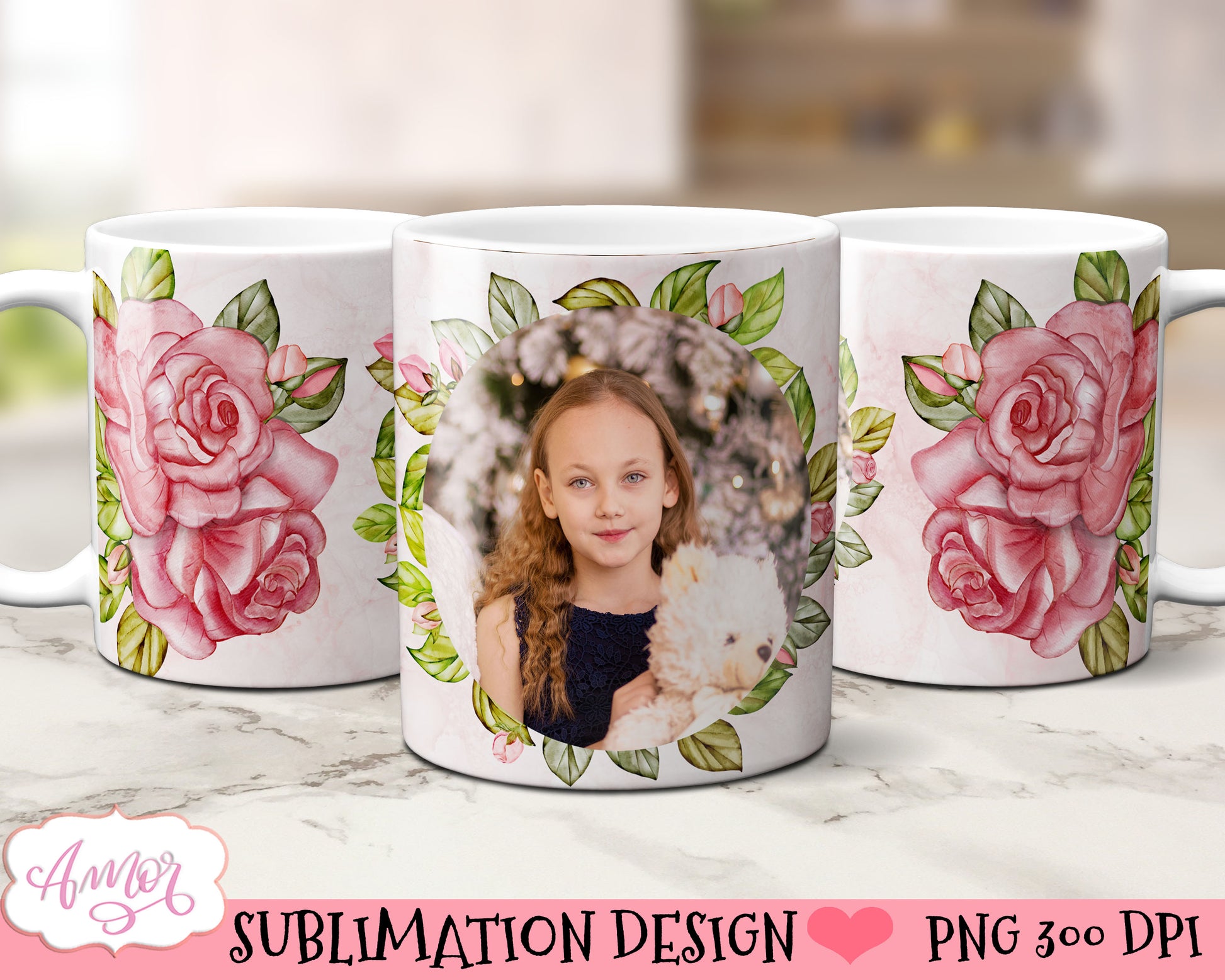 Floral photo mug sublimation Bundle