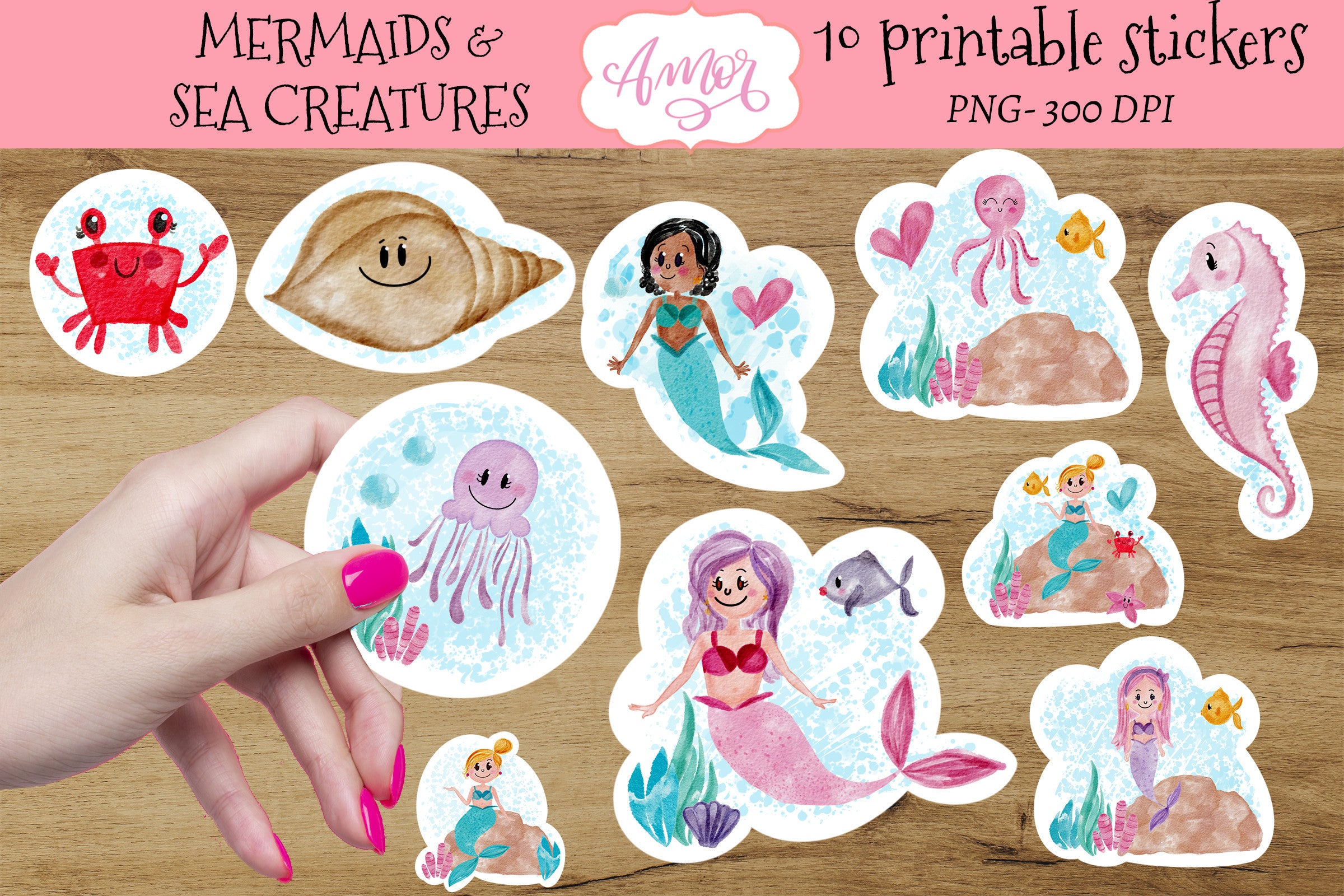 Mermaids And Sea Creatures Stickers For Print Then Cut Amorclipart mermaids-and-sea-creatures-stickers-for-print-then-cut-amorclipart