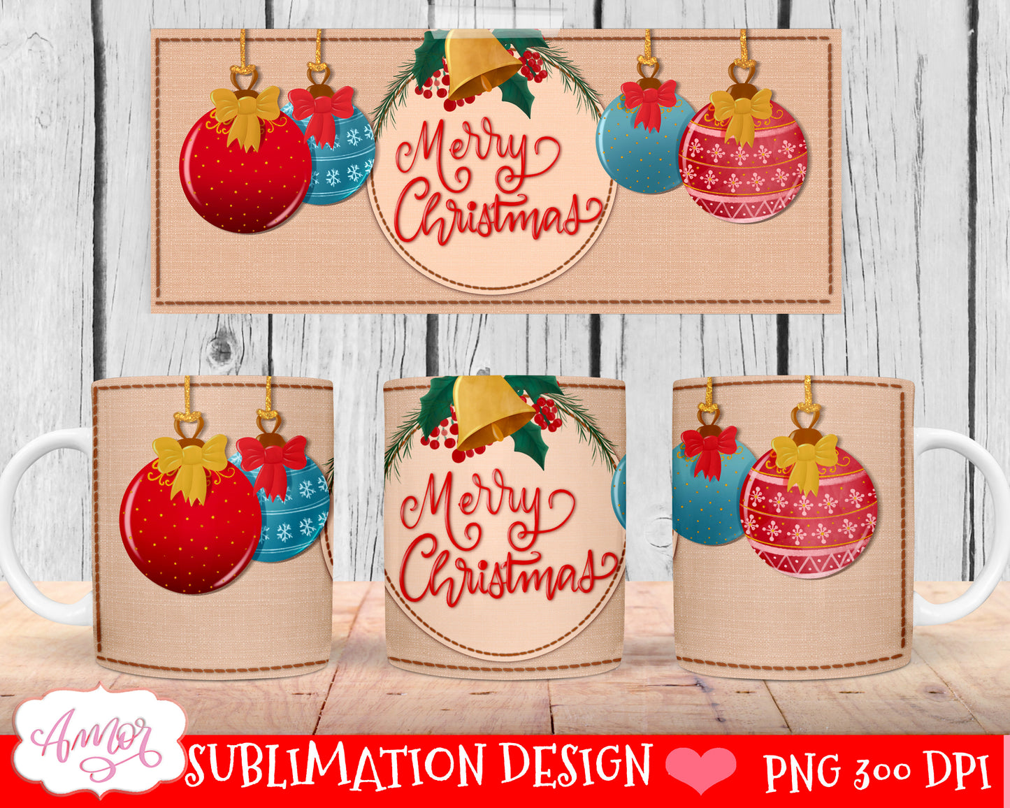 Merry Christmas mug wrap for sublimation 11oz and 15oz PNG