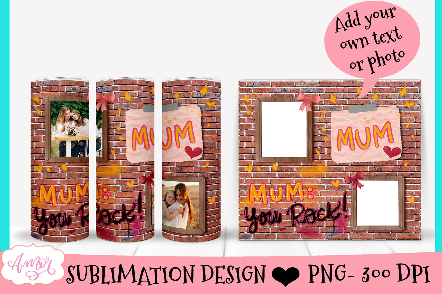 Mum Photo Tumbler Template for Sublimation