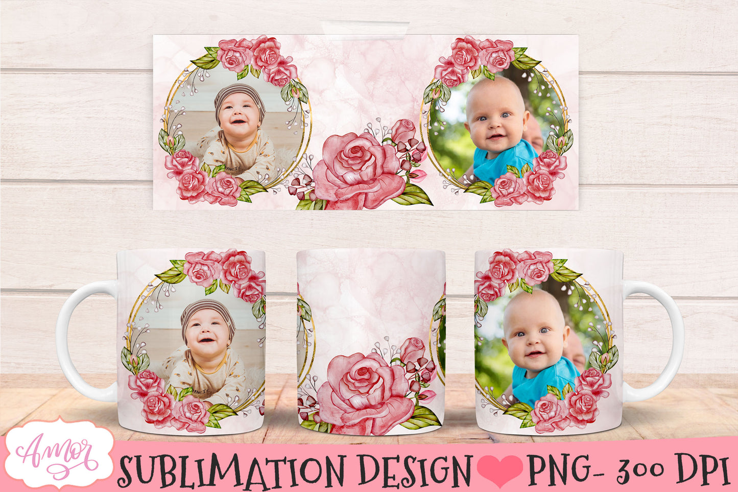 Floral photo mug sublimation Bundle