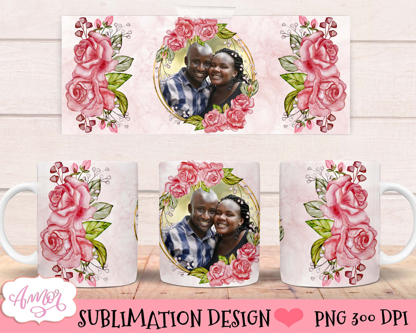 Floral photo mug sublimation Bundle