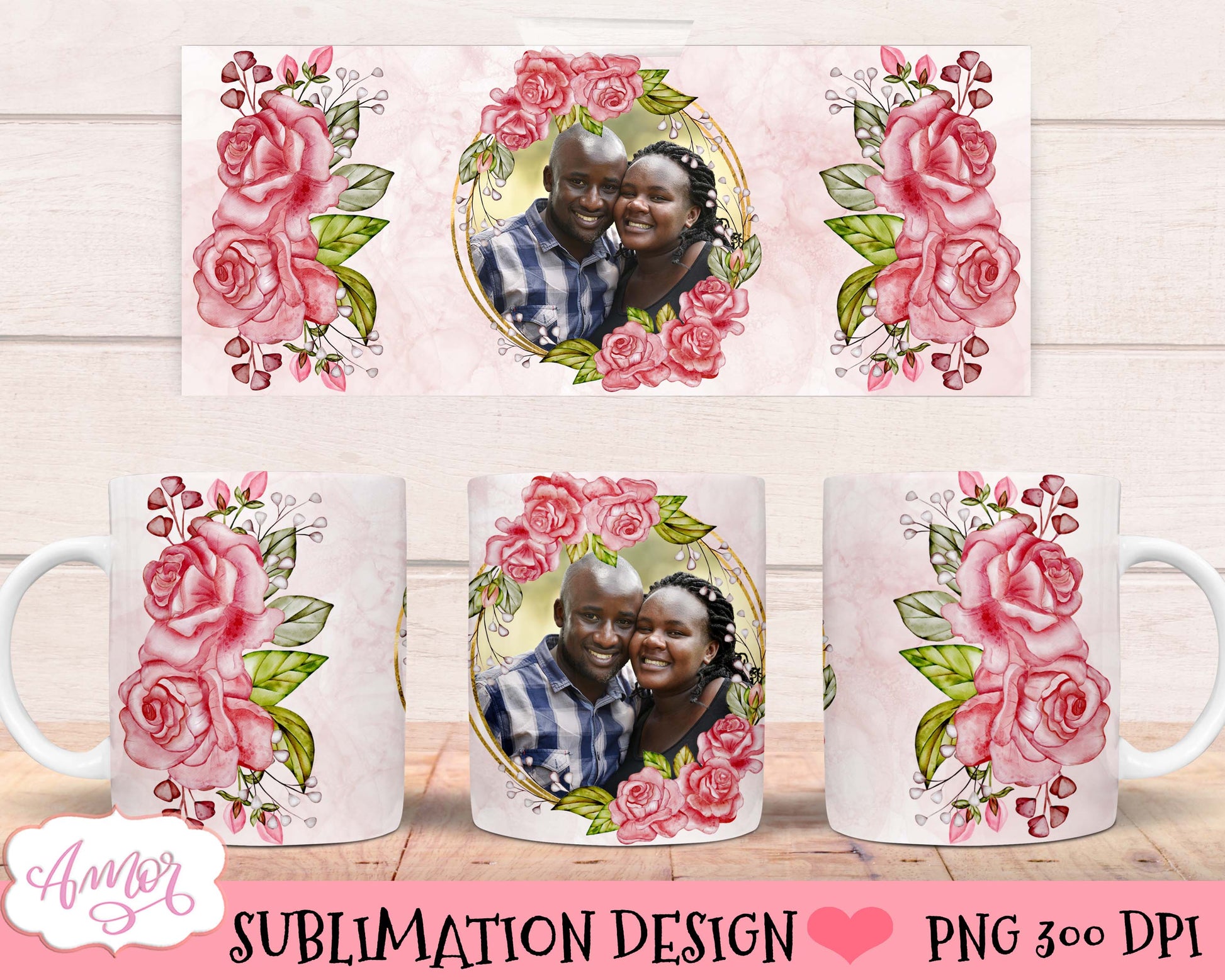 Floral photo mug sublimation Bundle