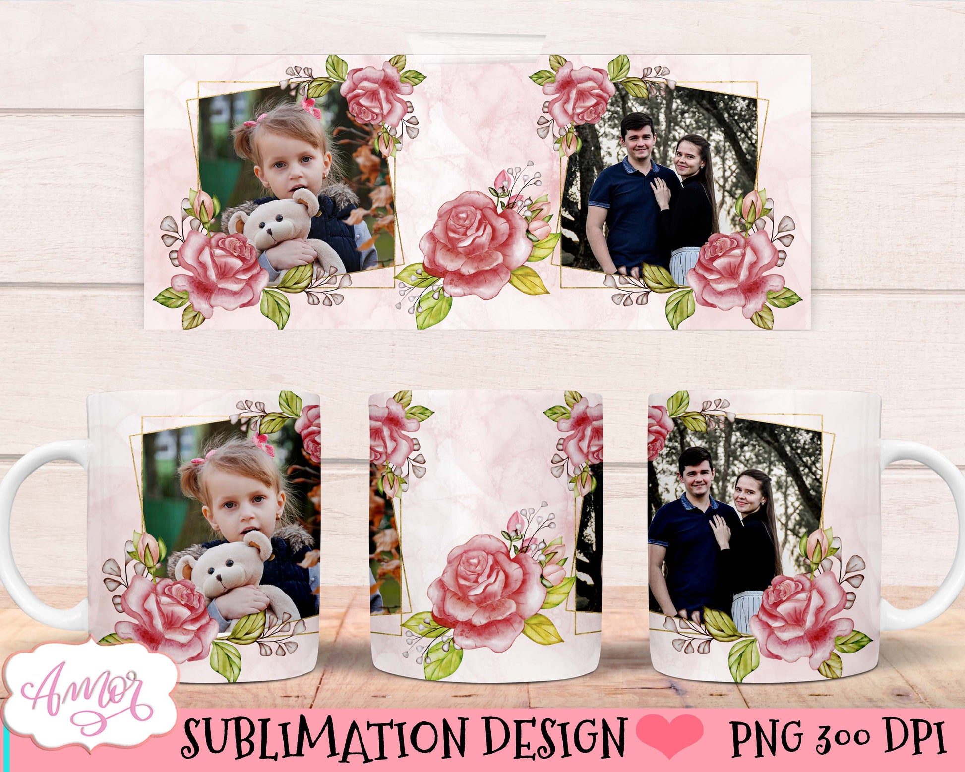 Floral photo mug sublimation Bundle