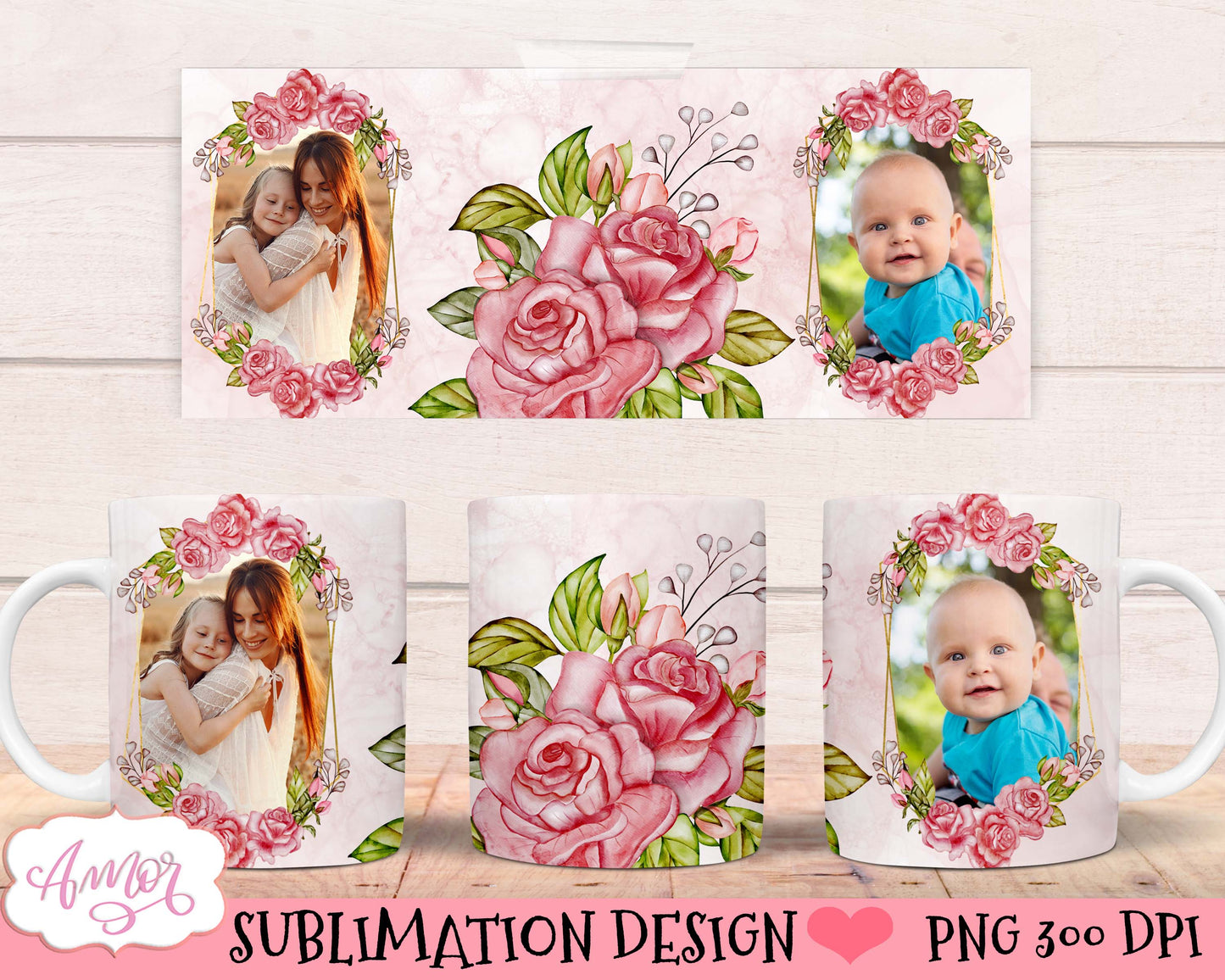 Floral photo mug sublimation Bundle