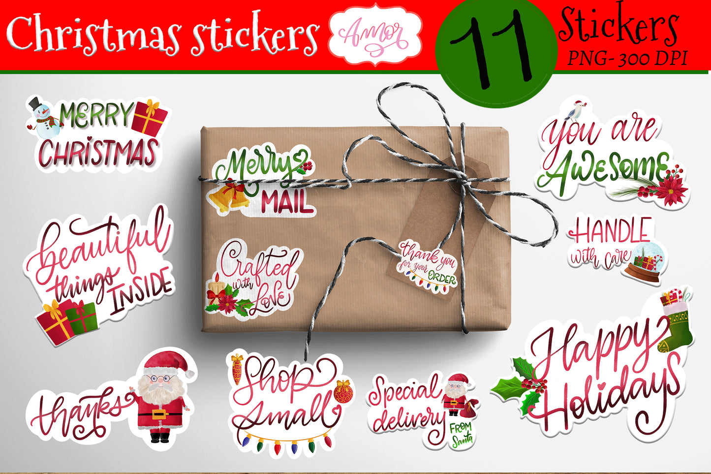 Printable Christmas stickers for small business