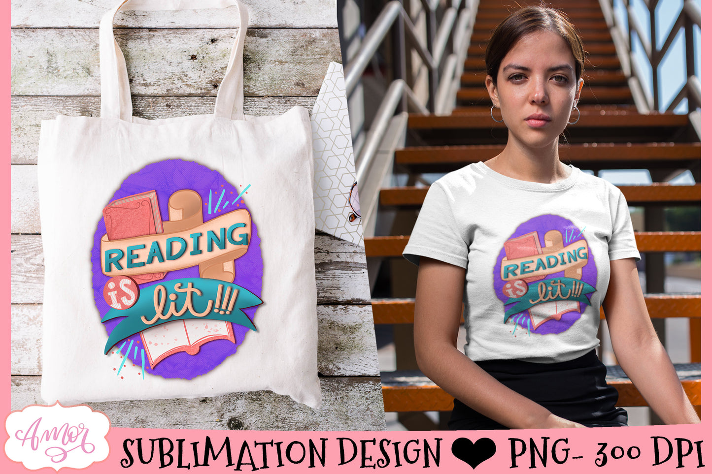 Reading is lit sublimation design