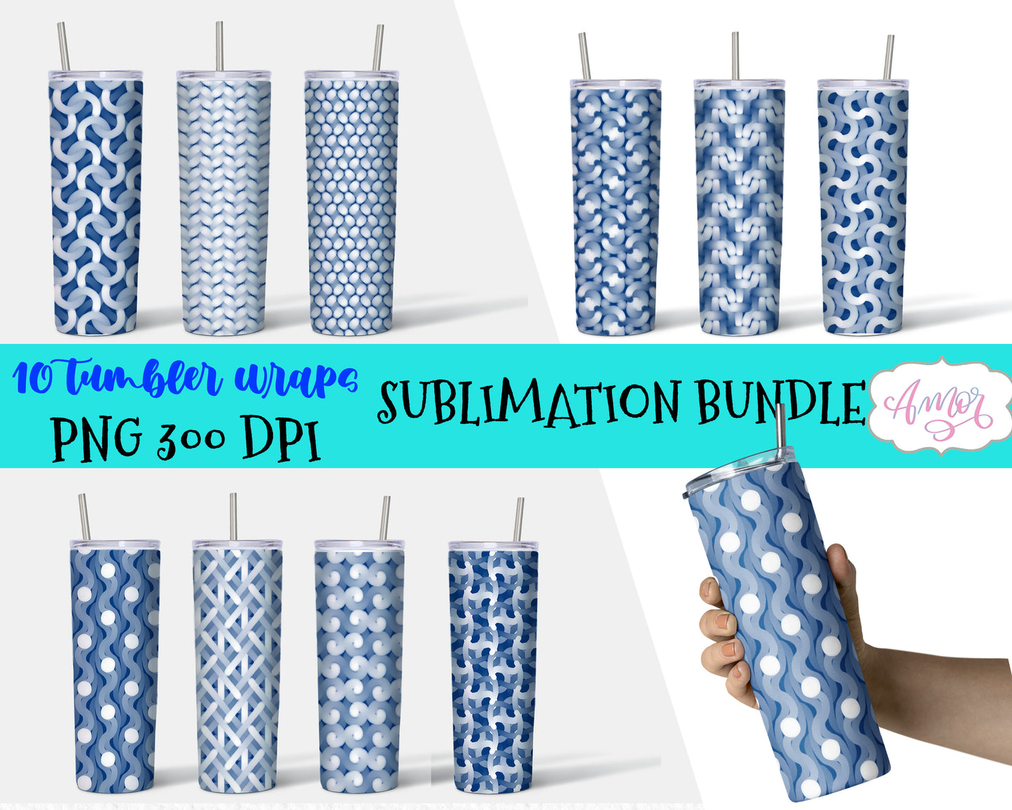 Seamless 20oz tumbler wrap bundle