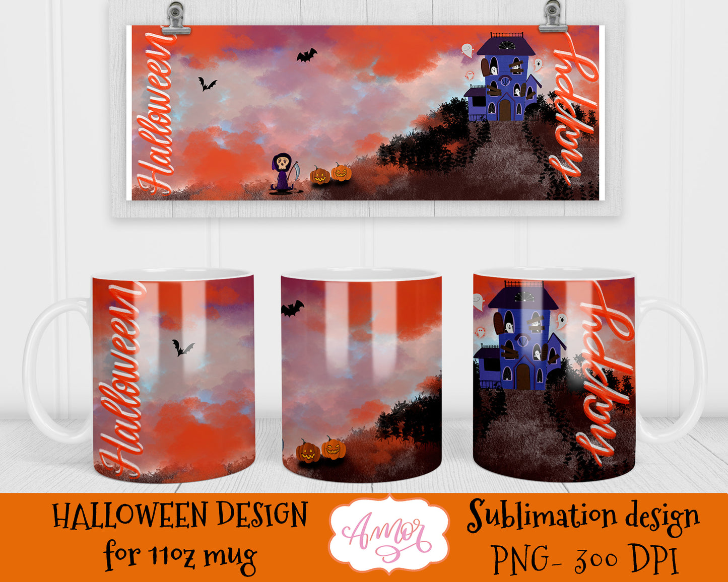 Spooky Halloween 11oz mug sublimation design