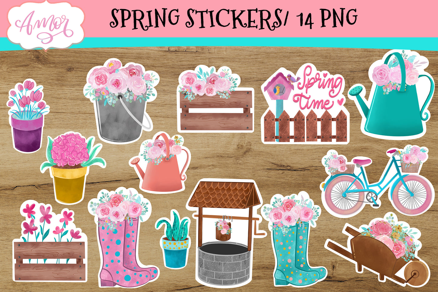 Spring Printable scrapbook stickers