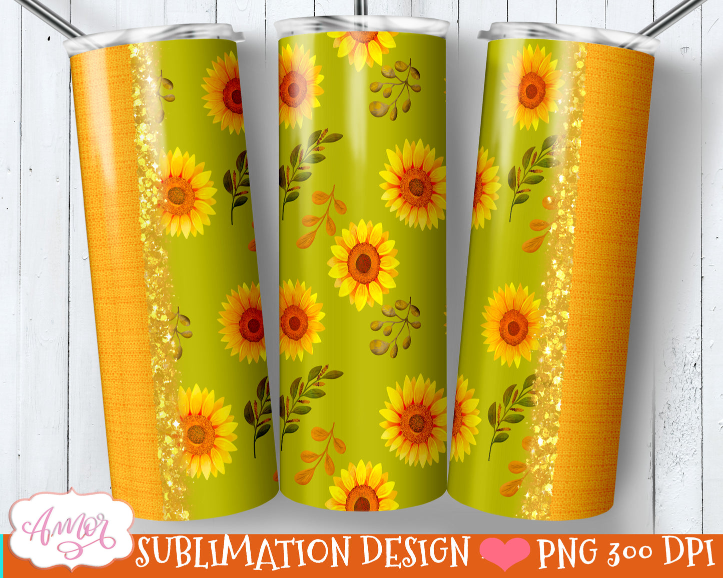 Sunflower 20 oz tumbler PNG for sublimation