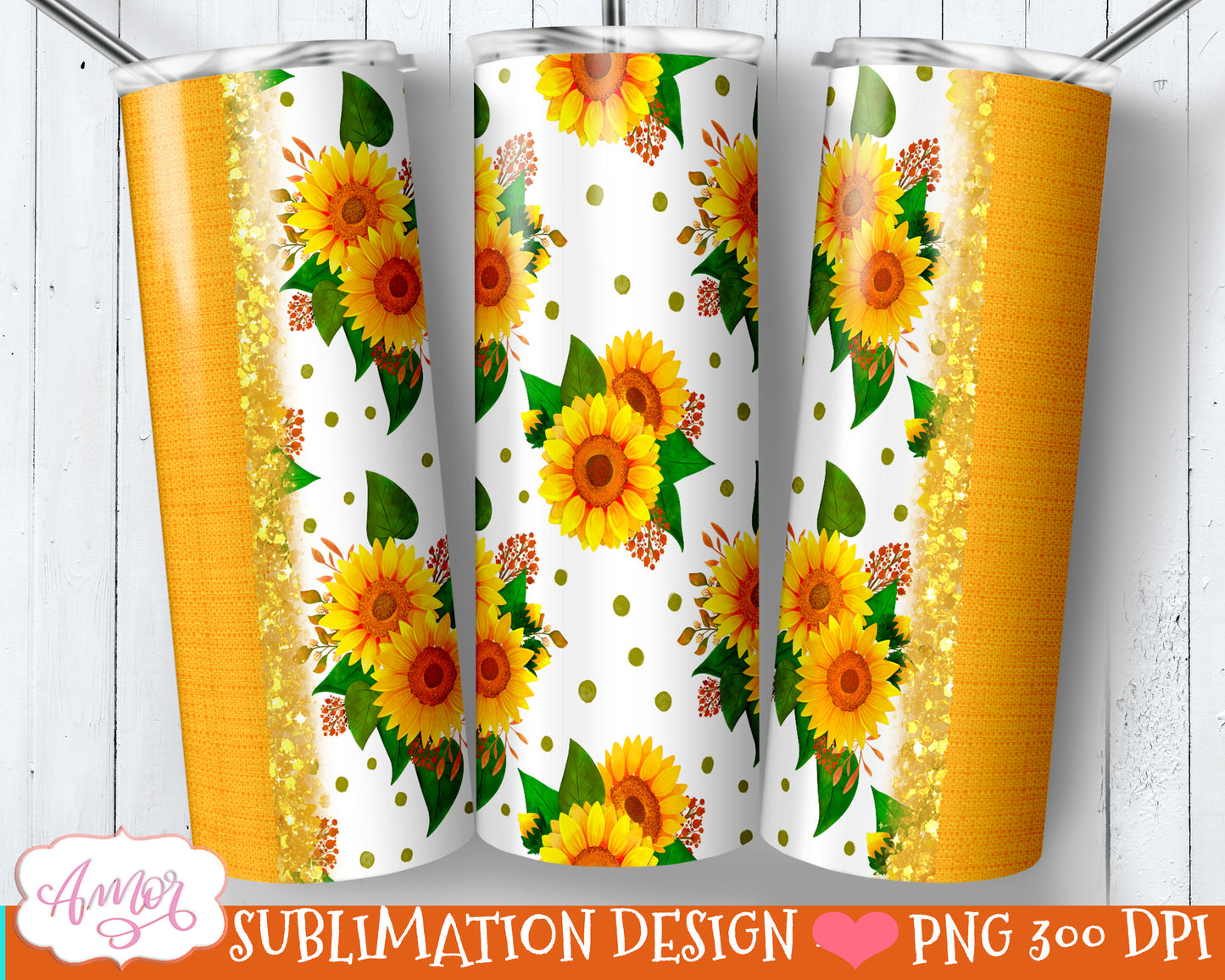 Sunflower 20 oz tumbler PNG sublimation design