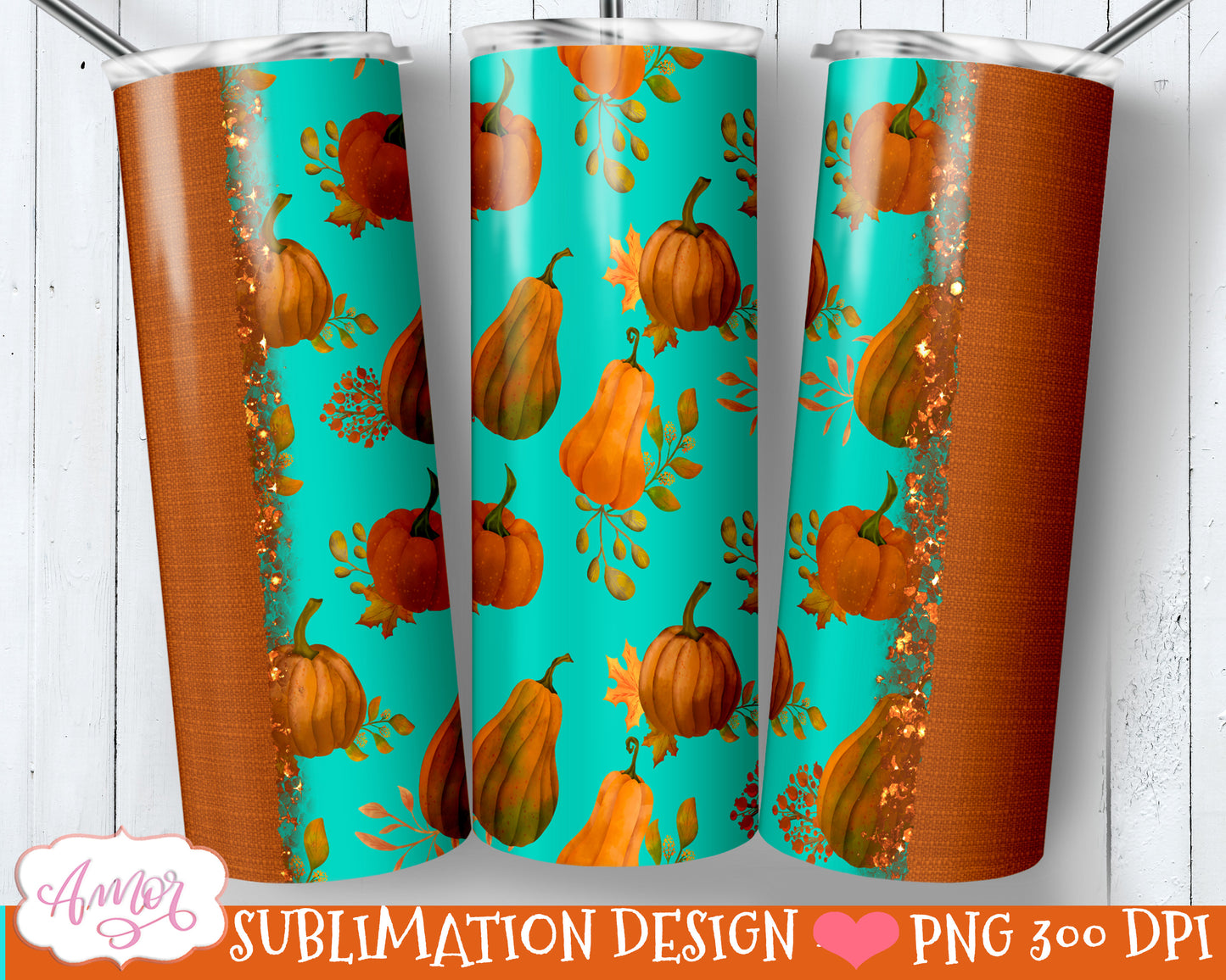 Teal Pumpkin 20oz tumbler wrap for sublimation